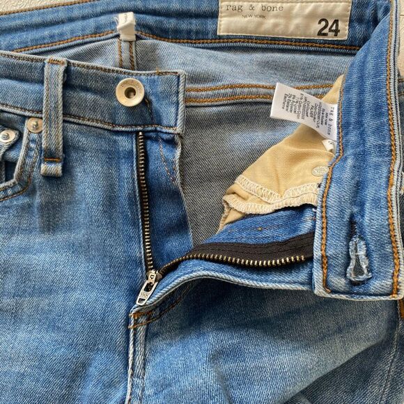 rag & bone Cate Mid Rise Ankle Skinny Jeans – Women’s 24 Palmer Blue Raw Hem - Picture 8 of 12